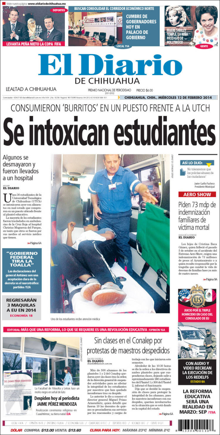 Portada de El Diario de Chihuahua (Mexique)