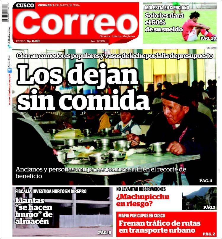 Portada de Diario Correo - Cusco (Pérou)