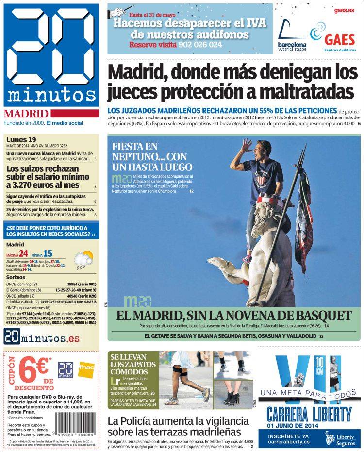 Periódico 20 Minutos Madrid España Periódicos De España