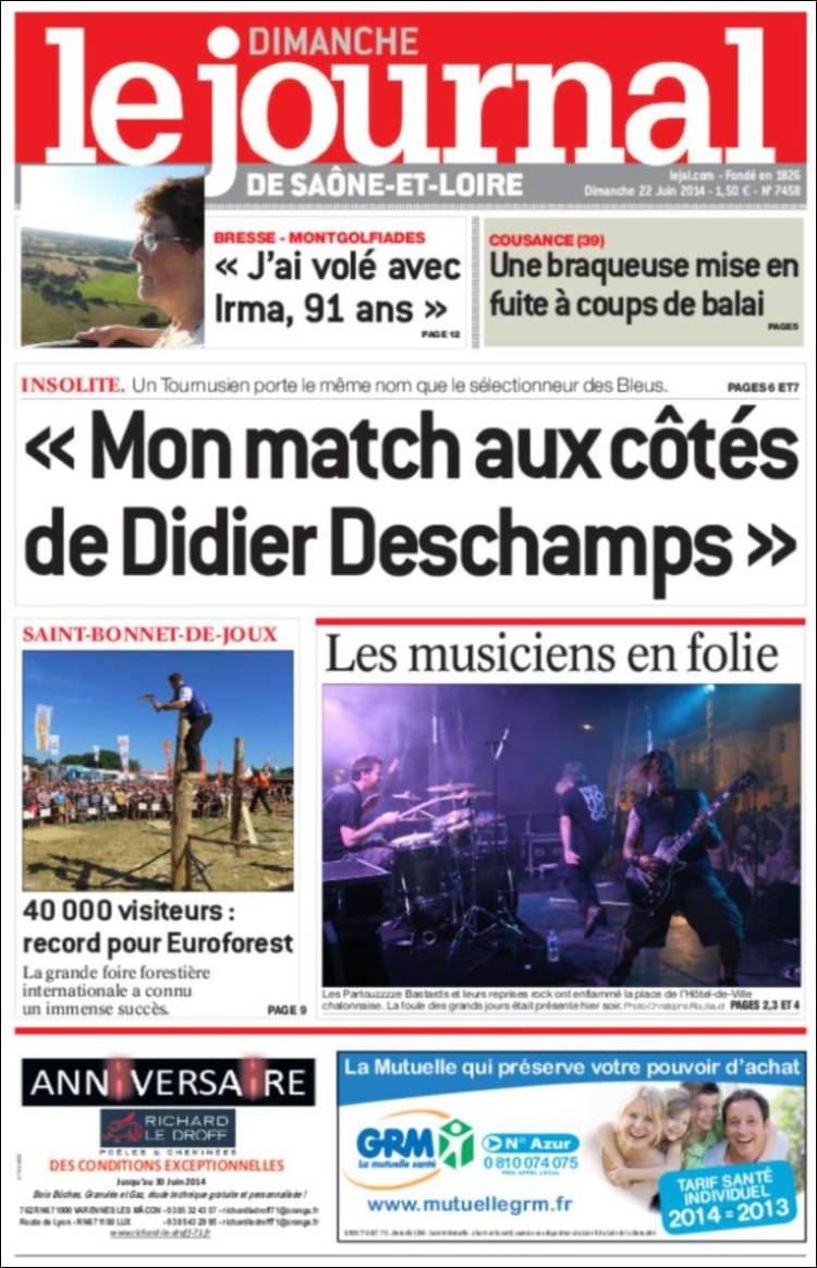 Journal Journal de SaôneetLoire (France). Les Unes des
