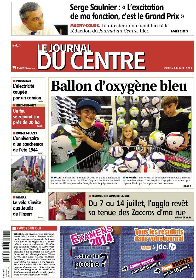 Periódico Le Journal du Centre (Francia). Periódicos de