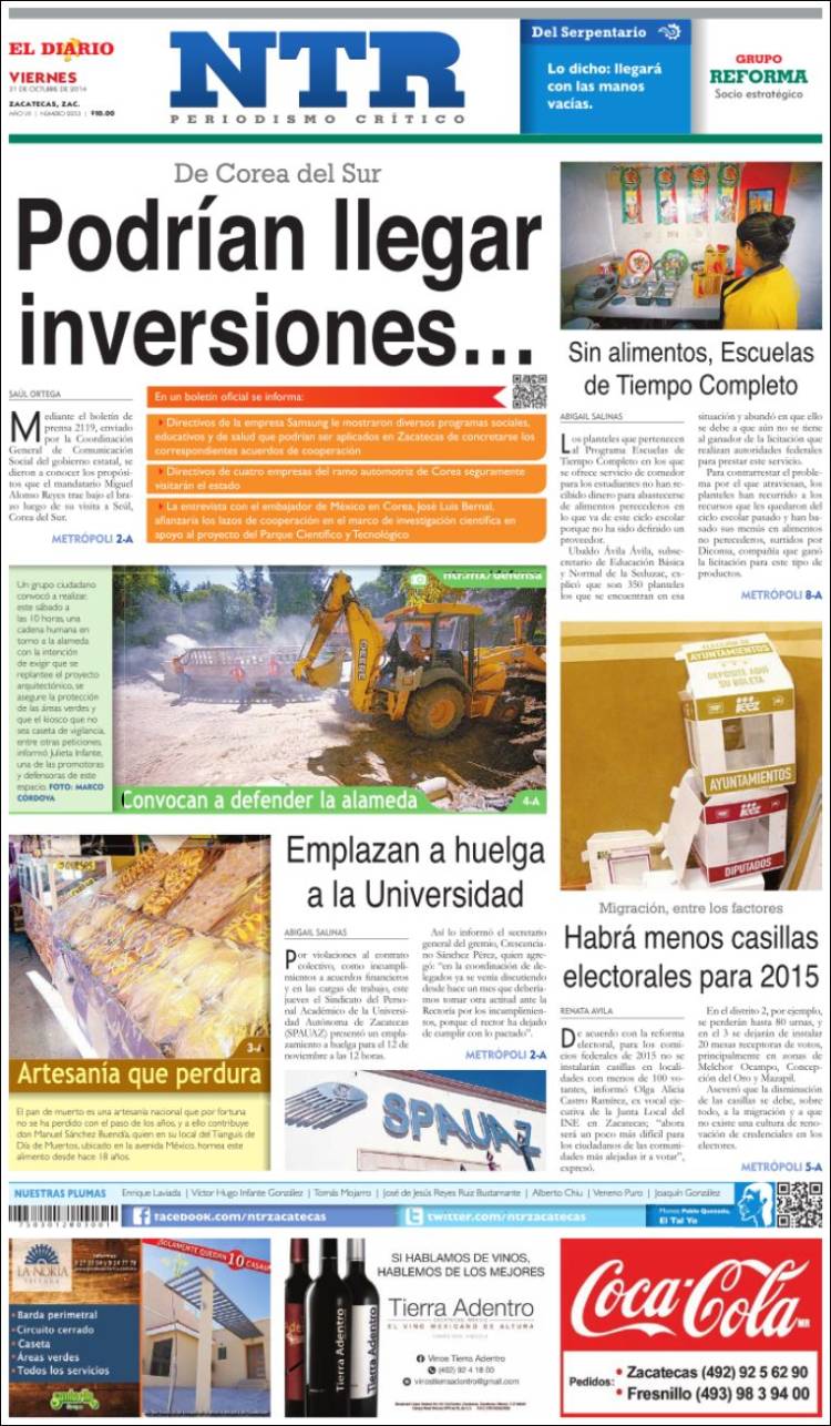 Portada de El Diario NTR (México)