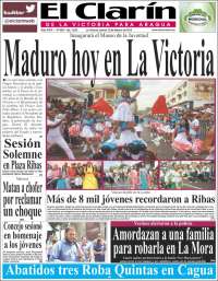 Portada de El Clarín de la Victoria para Aragua (Venezuela)