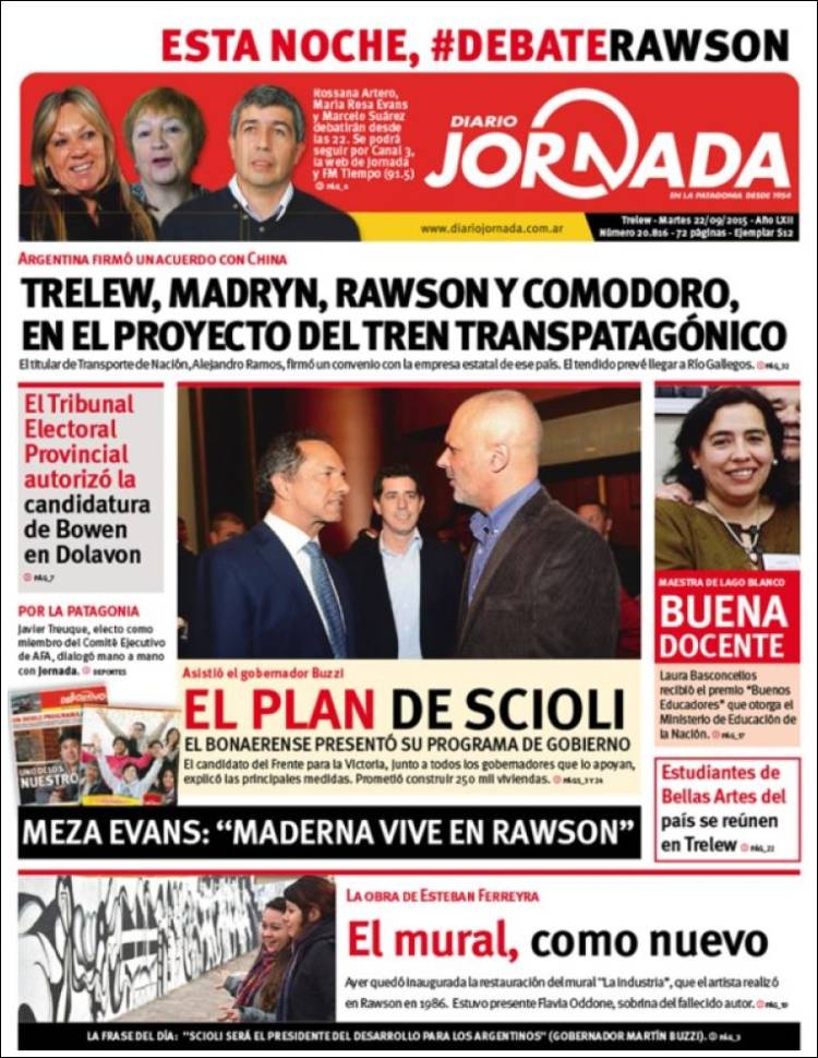 Portada de Diario Jornada en la Patagonia (Argentine)