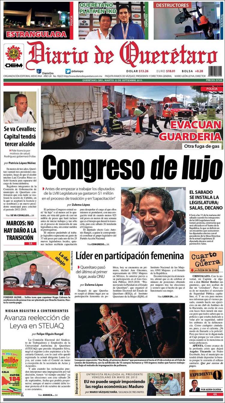 Portada de Diario de Querétaro (Mexique)