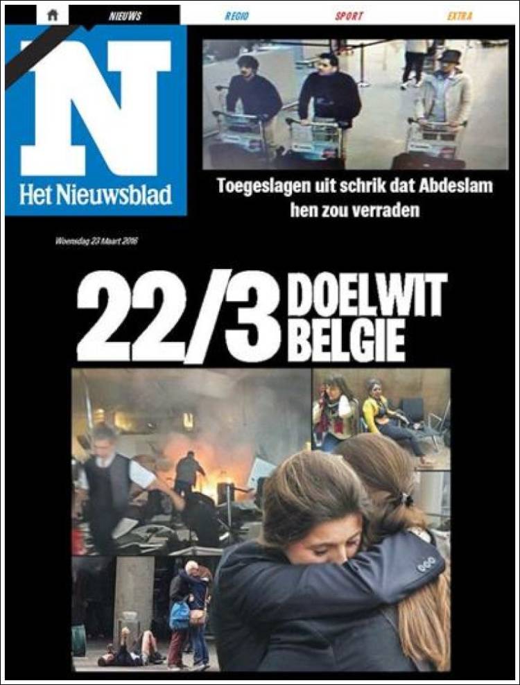 Portada de Het Nieuwsblad (Belgique)
