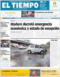 Portada de El Tiempo - El periódico del pueblo oriental (Venezuela)