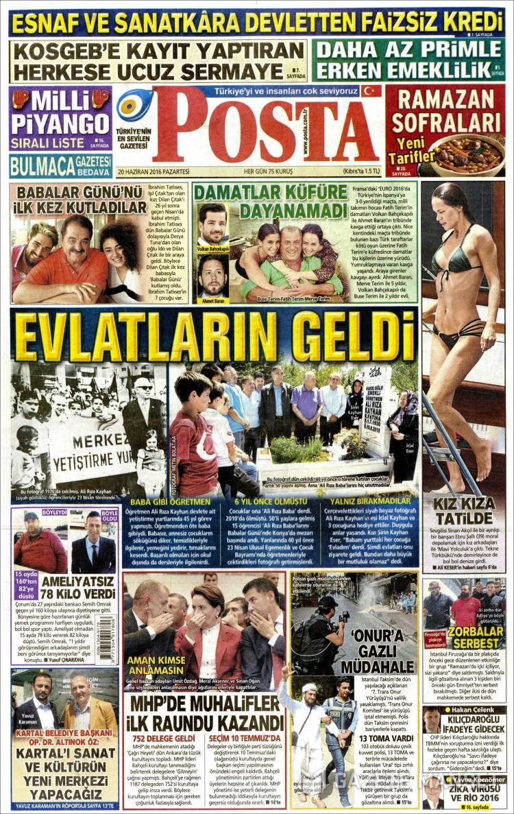 Portada de Posta Gazetesi (Turquie)