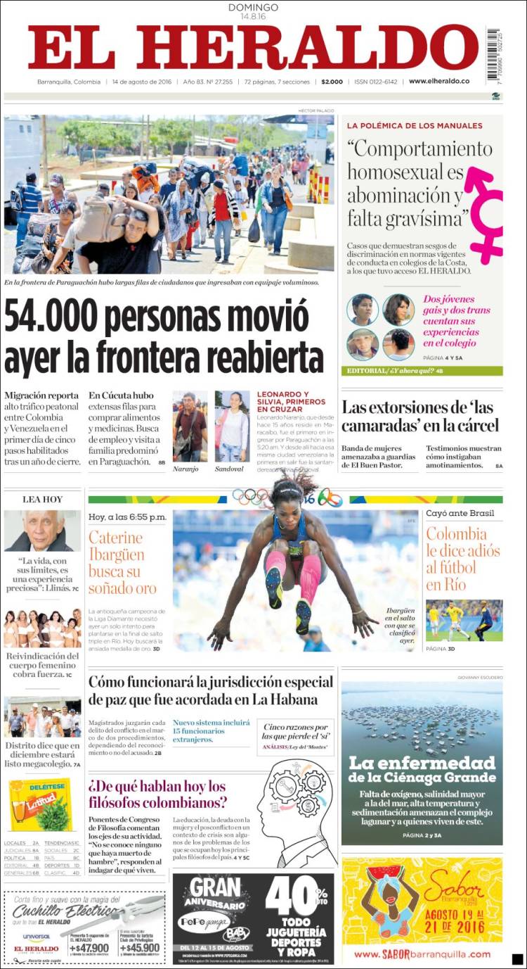 Portadas De Los Diarios De Colombia Y El Mundo Para El 14 De Agosto 3757