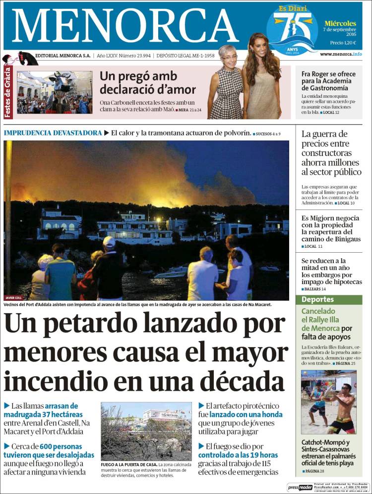 Portada de Menorca - Diario Insular (España)
