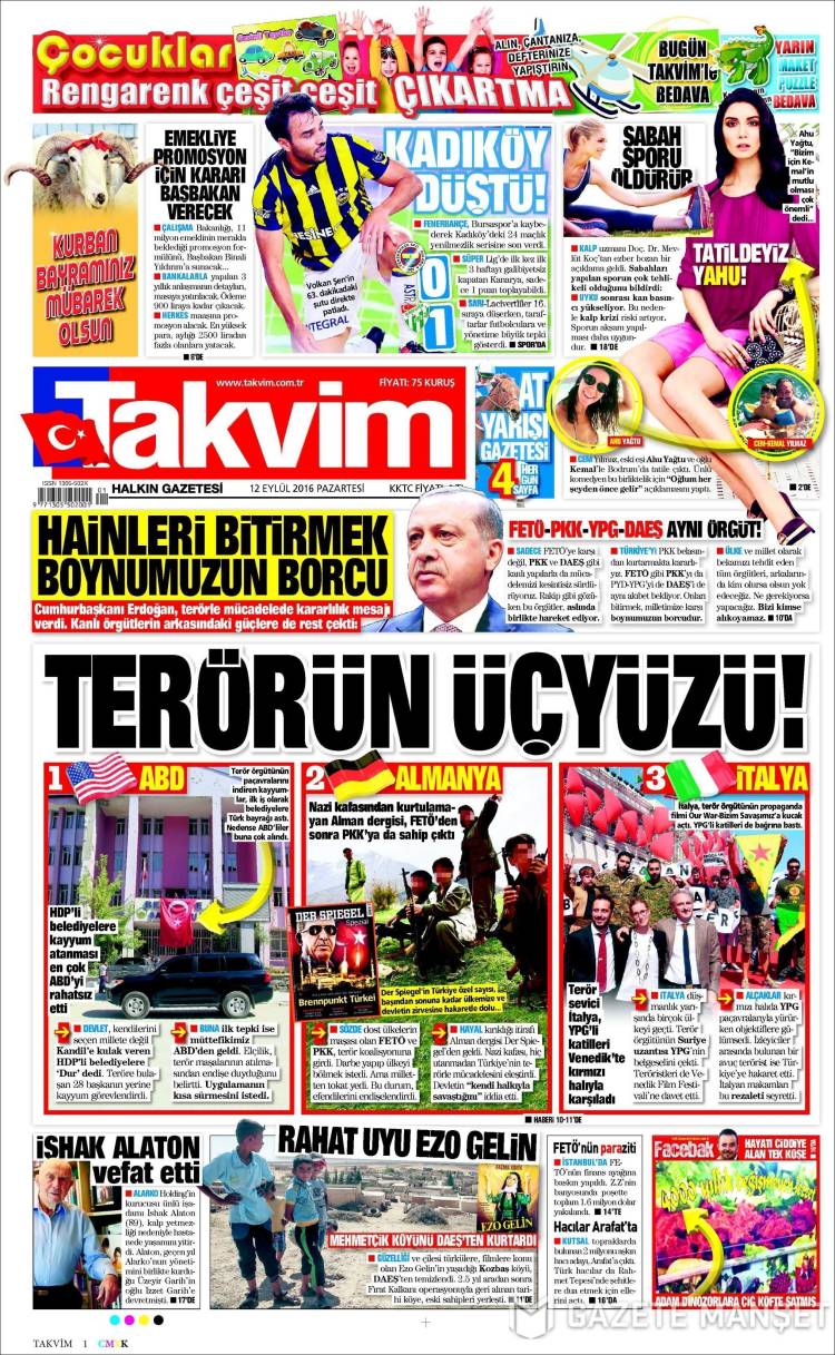 Portada de Takvim (Turquía)