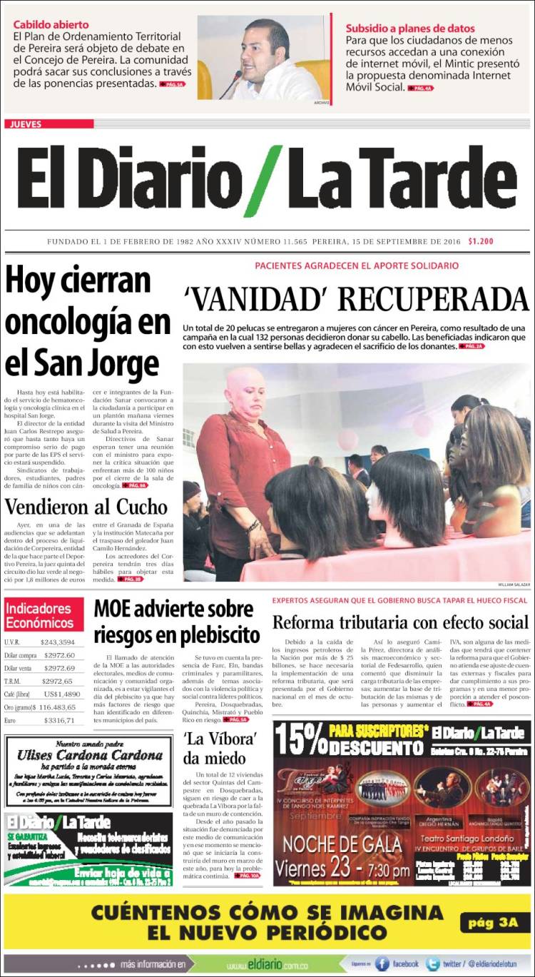 Portada de Diario de Otún (Colombie)