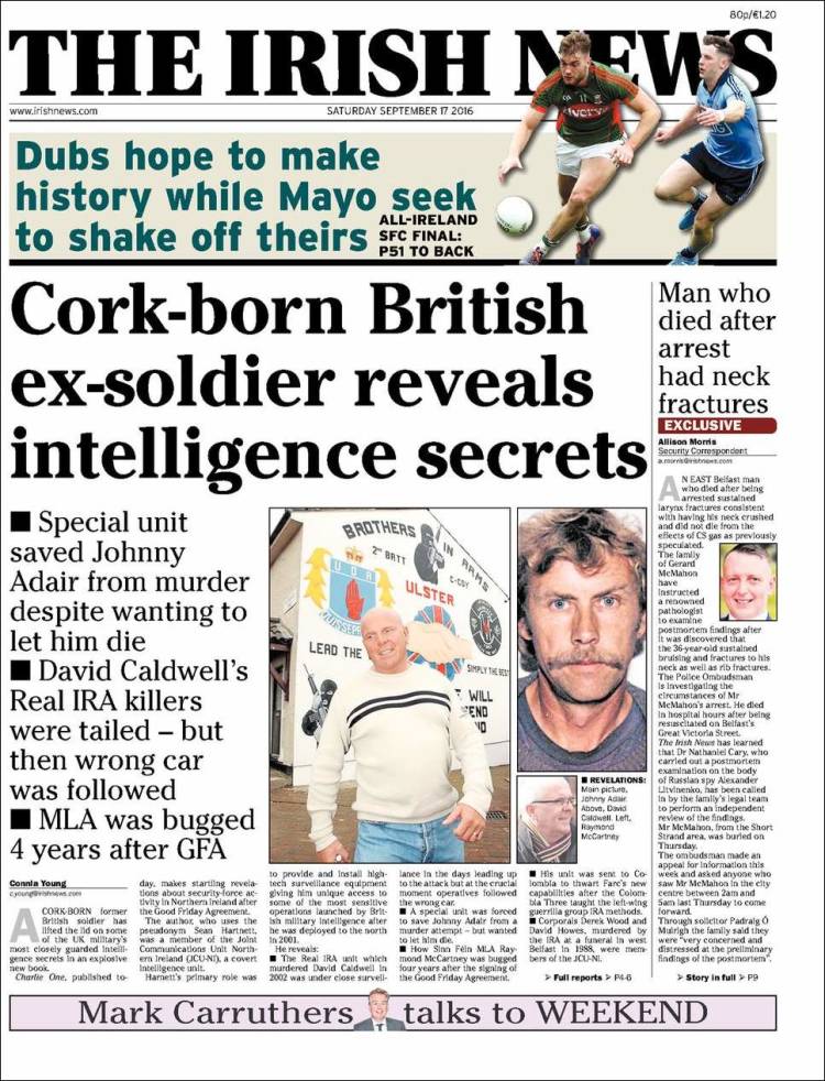 Portada de The Irish News (Irlanda)
