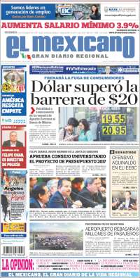 Portada de El Mexicano - El Gran Diario Regional (México)