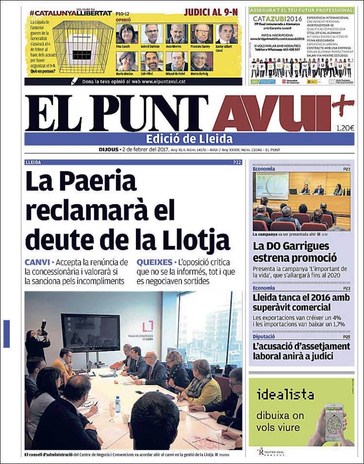 Portada de El Punt-Avui - Lleida (España)
