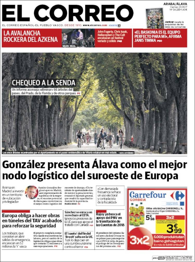 Portada de El Correo - Álava (España)