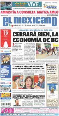 Portada de El Mexicano - El Gran Diario Regional (Mexique)
