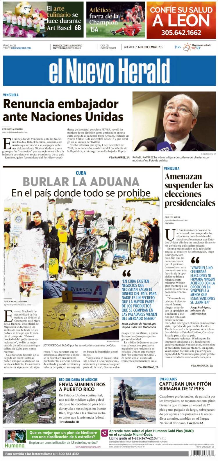 Portada de El Nuevo Herald (États-Unis)