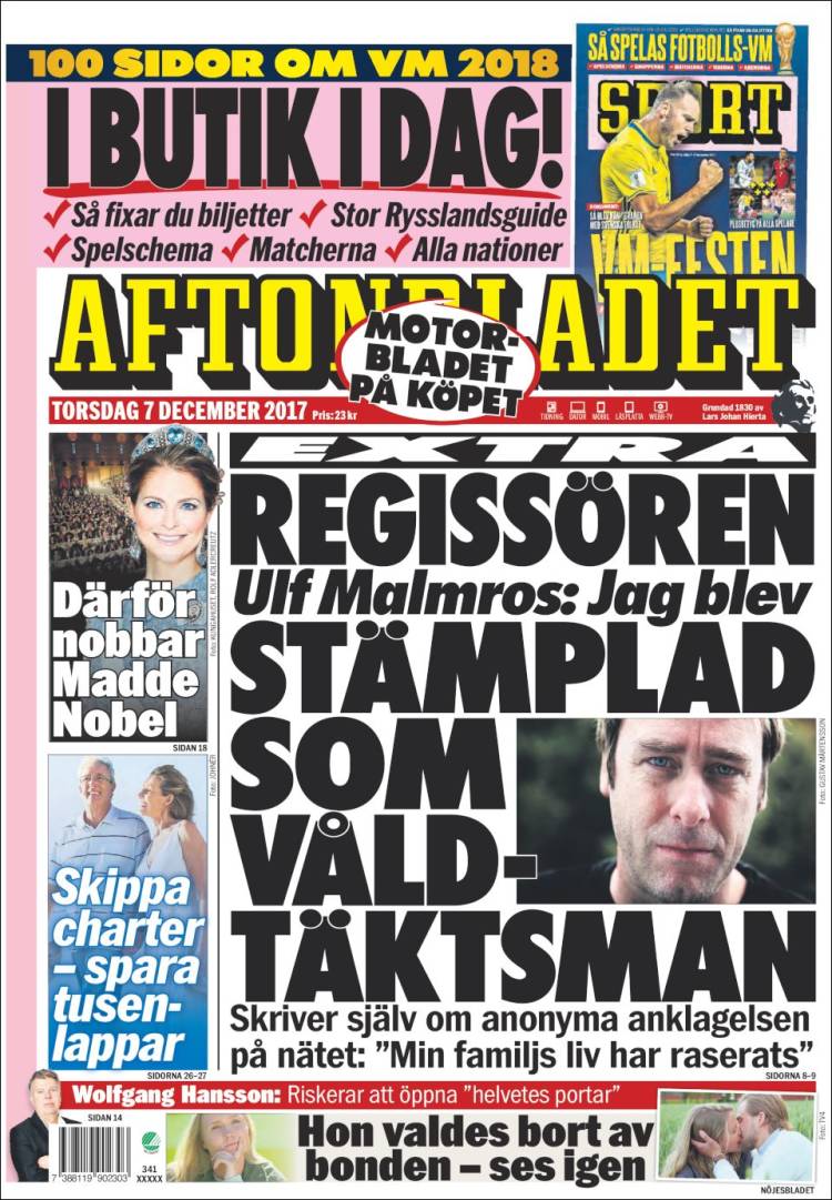 Portada de Aftonbladet (Suède)