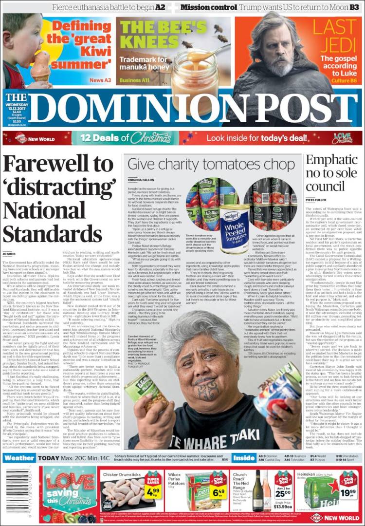 Portada de The Dominion Post (Nouvelle-Zélande)