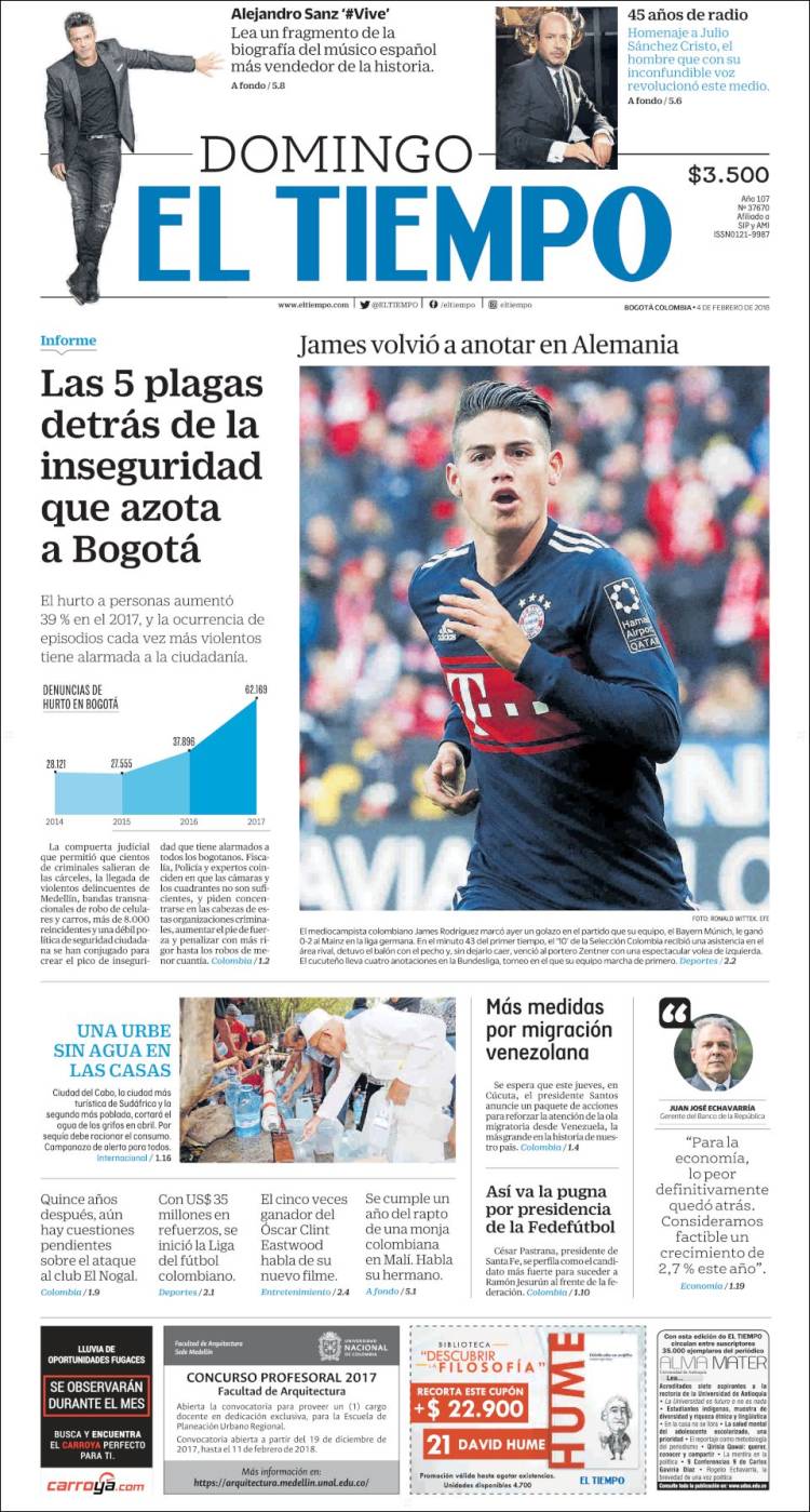 Periódico El Tiempo (Colombia). Periódicos de Colombia. Edición de