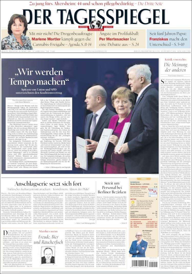 Cover of Der Tagesspiegel (Germany)