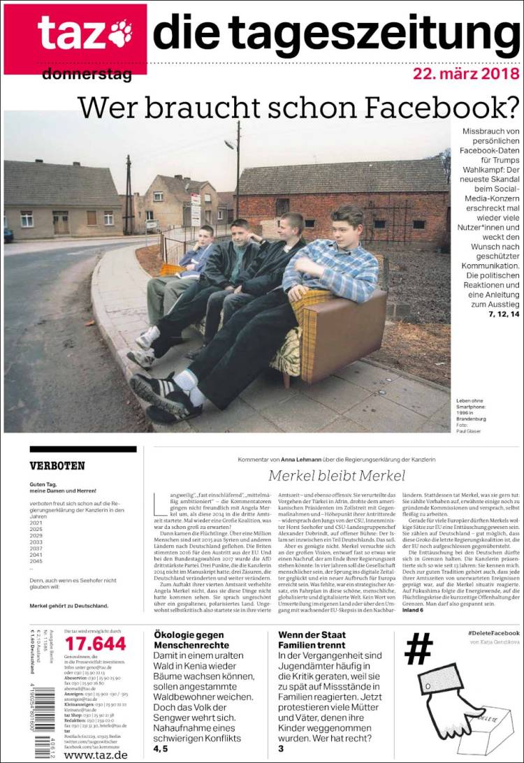 Cover of Die Tageszeitung (Germany)