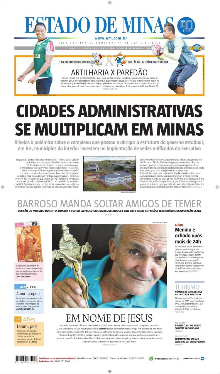Portada de Jornal Estado de Minas (Brasil)