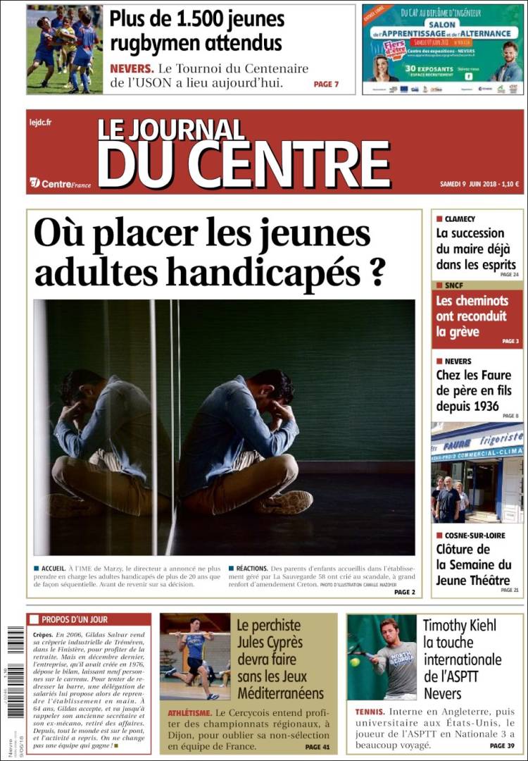 Journal Le Journal du Centre (France). Les Unes des