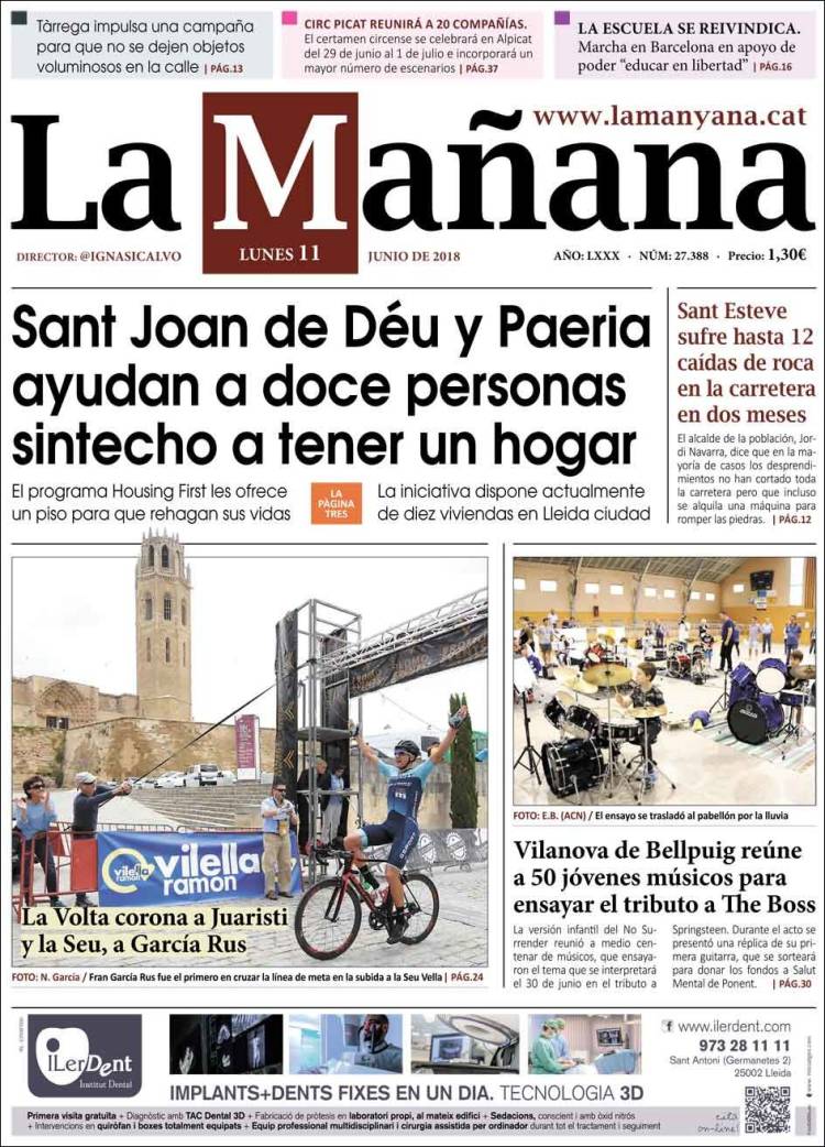 Portada de La Mañana - Diari de Ponent (España)