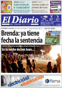 Portada de El Diario del centro del país (Argentina)