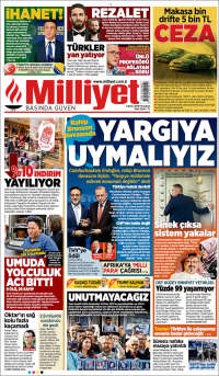 Portada de Milliyet (Turquía)