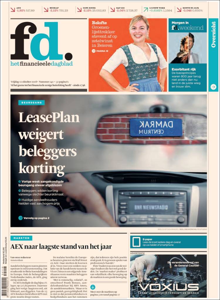 Portada de Het Financieele Dagblad (Países Bajos)
