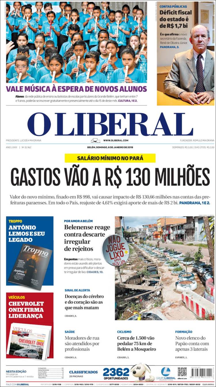Portada de O Liberal (Brasil)