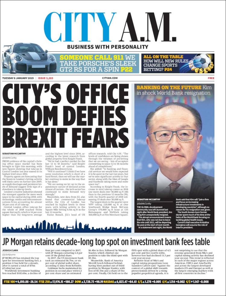 Portada de City A.M. (Reino Unido)