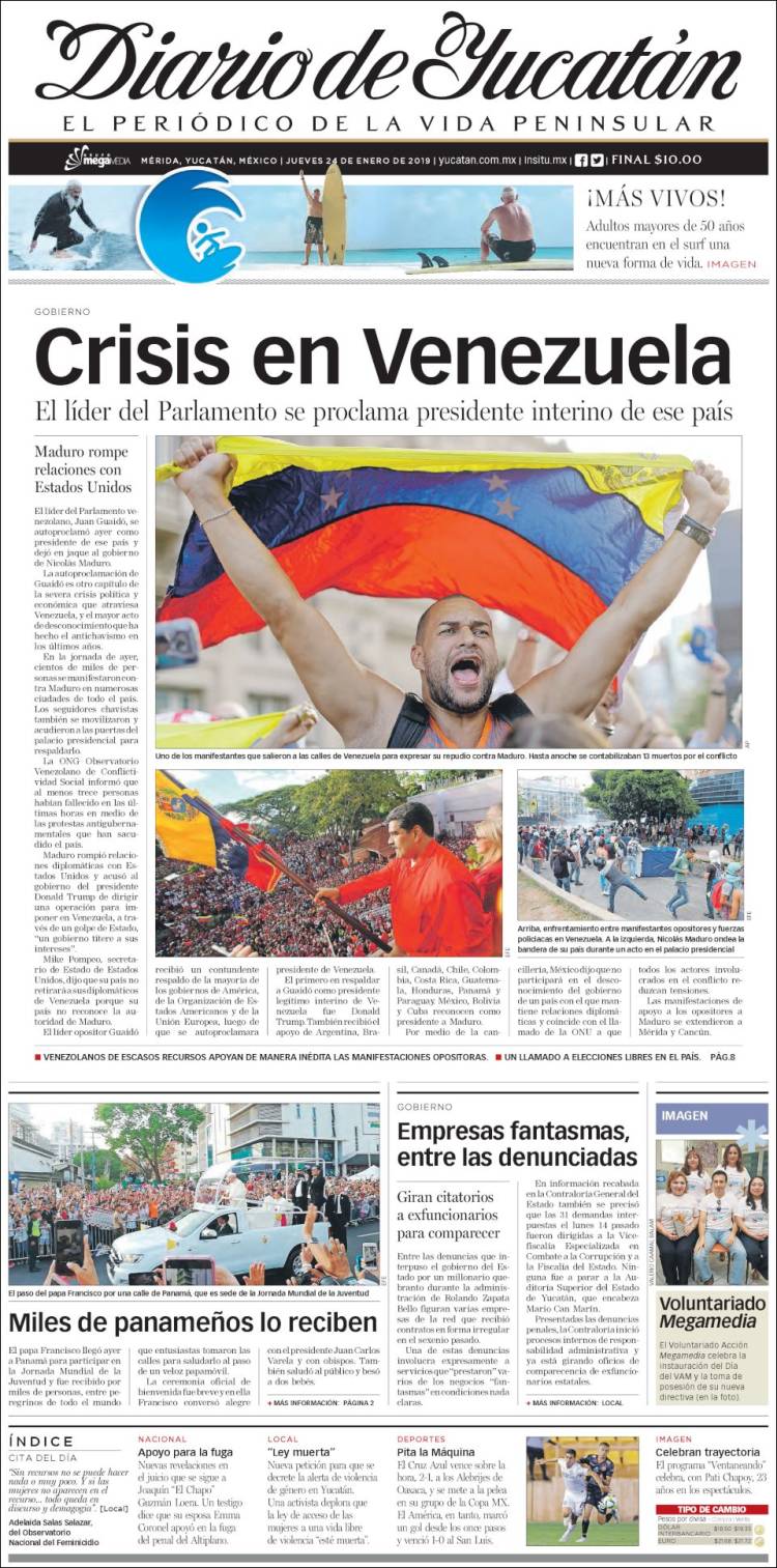 Portada de Diario de Yucatán (México)