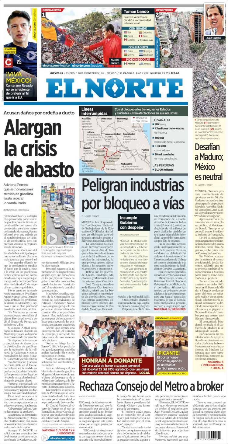 Portada de El Norte (México)