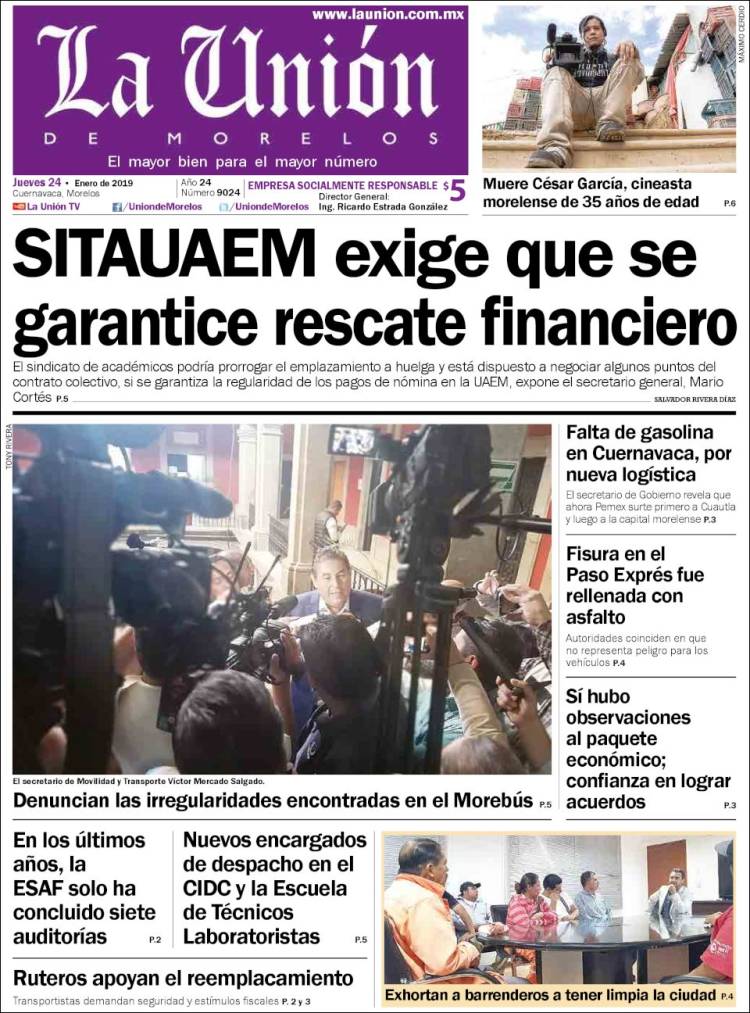 Portada de La Unión de Morelos (México)