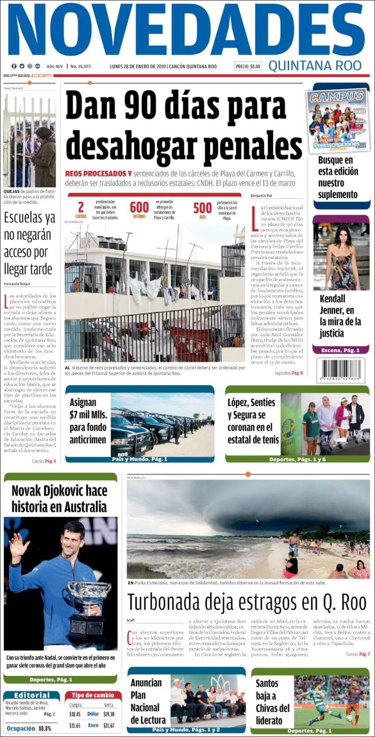 Portada de Novedades de Quintana Roo (México)