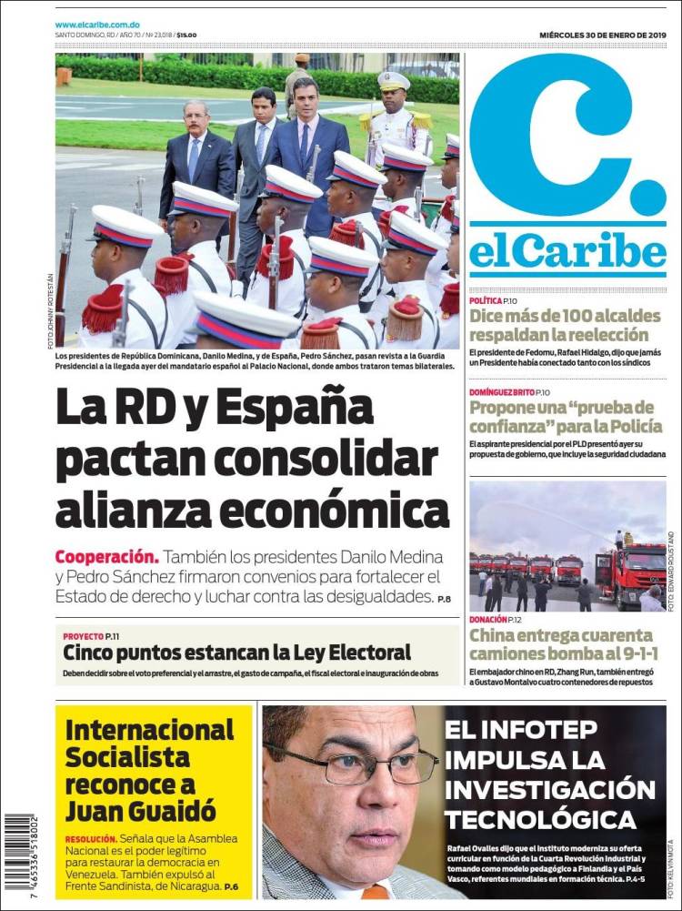 Portada de El Caribe (R. Dominicana)