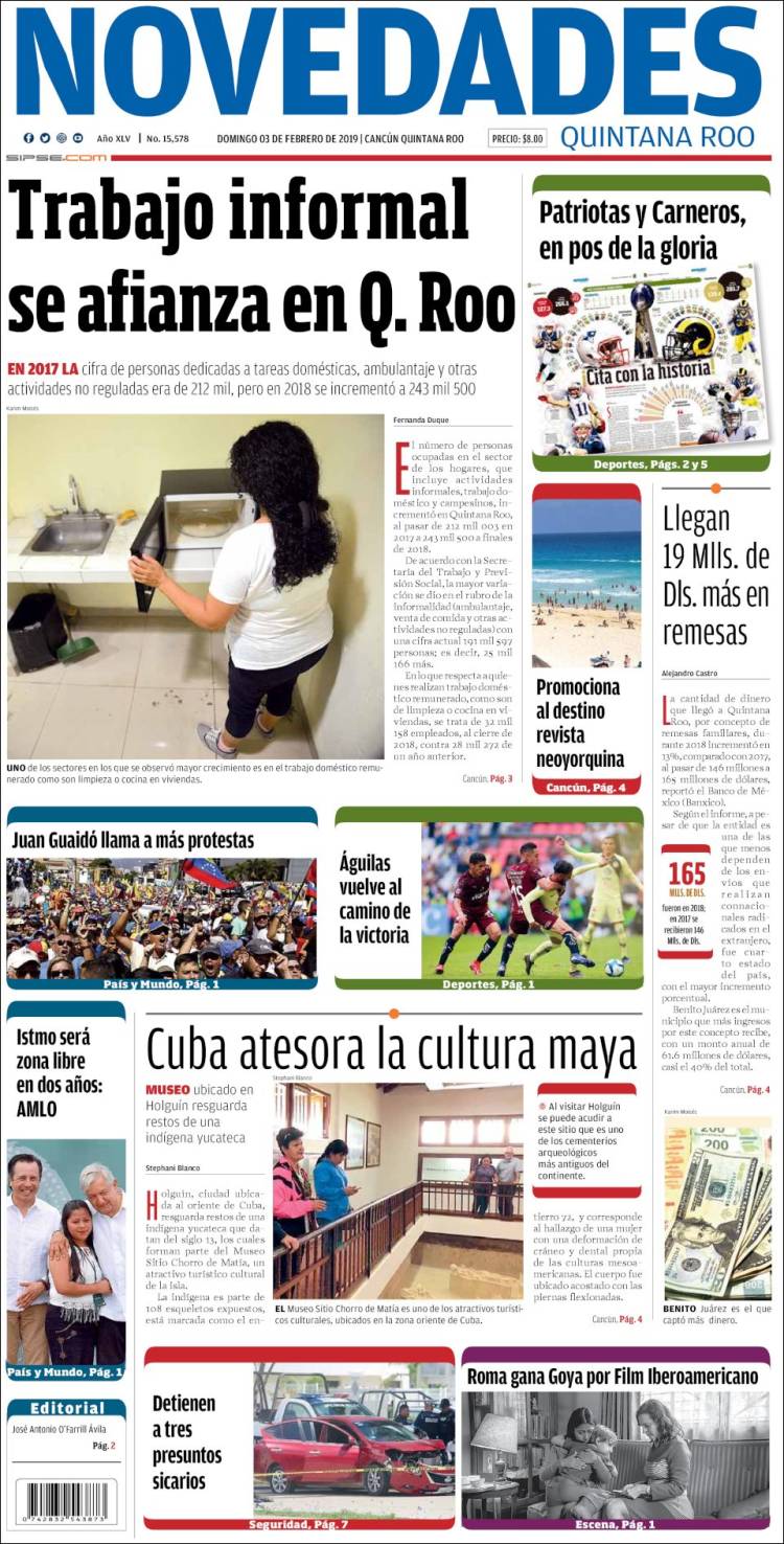 Portada de Novedades de Quintana Roo (México)