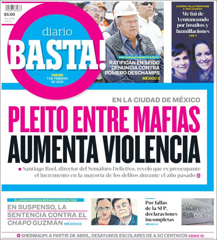 Portada de Diario Basta (Mexique)