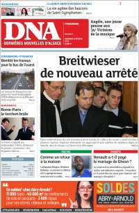 Portada de Les Dernières Nouvelles d'Alsace (Francia)