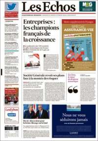 Portada de Les Echos (Francia)