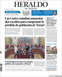 Portada de Heraldo de Aragón (España)