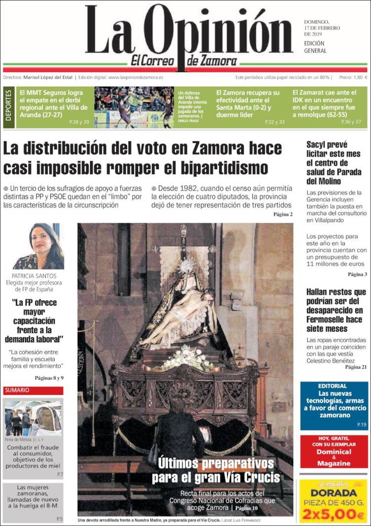 Portada de La Opinión - El Correo de Zamora (España)