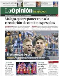 Portada de La Opinión de Málaga (España)