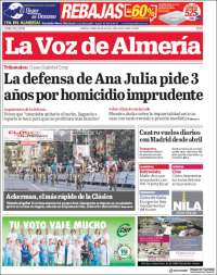 Portada de La Voz de Almería (España)