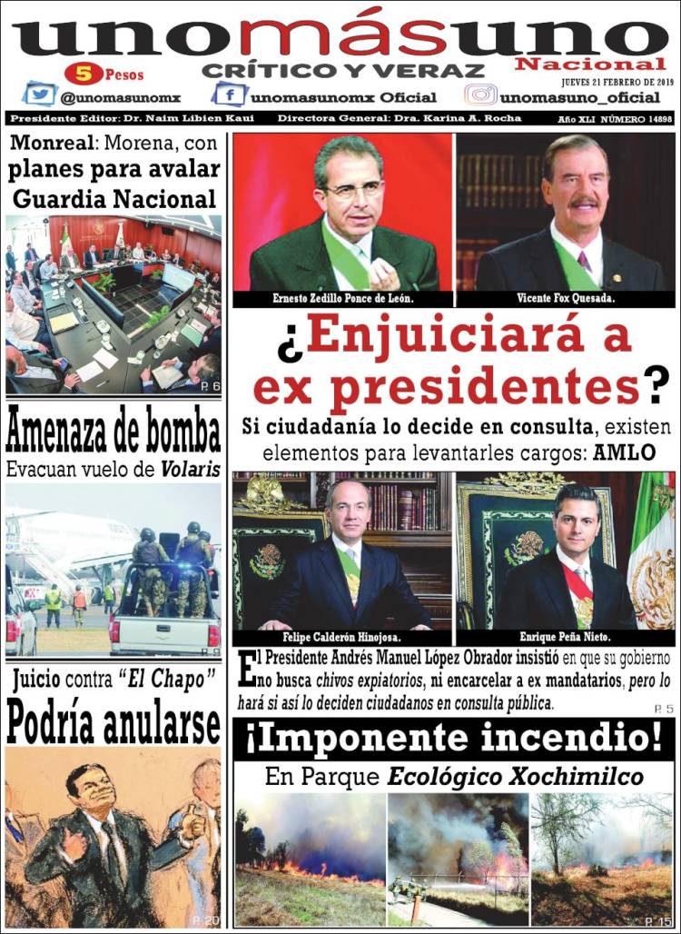 Portada de unomásuno (México)