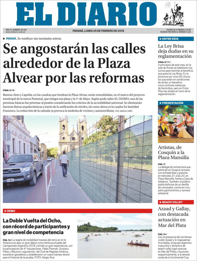 Portada de El Diario de Paraná (Argentina)